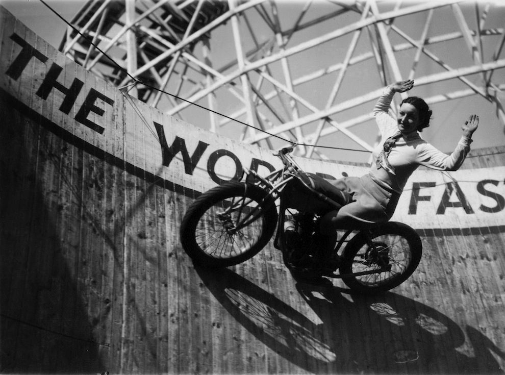 Marjorie Dare Riding The Wall of Death - England, 1938