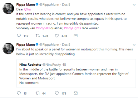 Pippa Mann speaks out for women competing on equal footing with men    