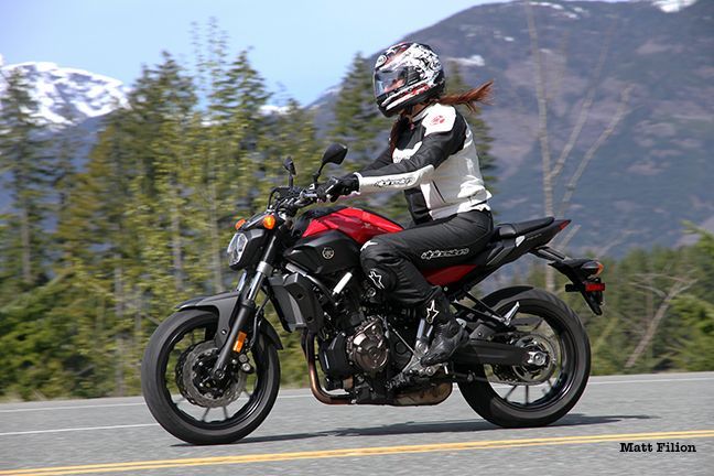 The bike looks hot but the early morning temperatures are still chilly in Spring on Vancouver Island where Yamaha launched the 2015 FZ-07.