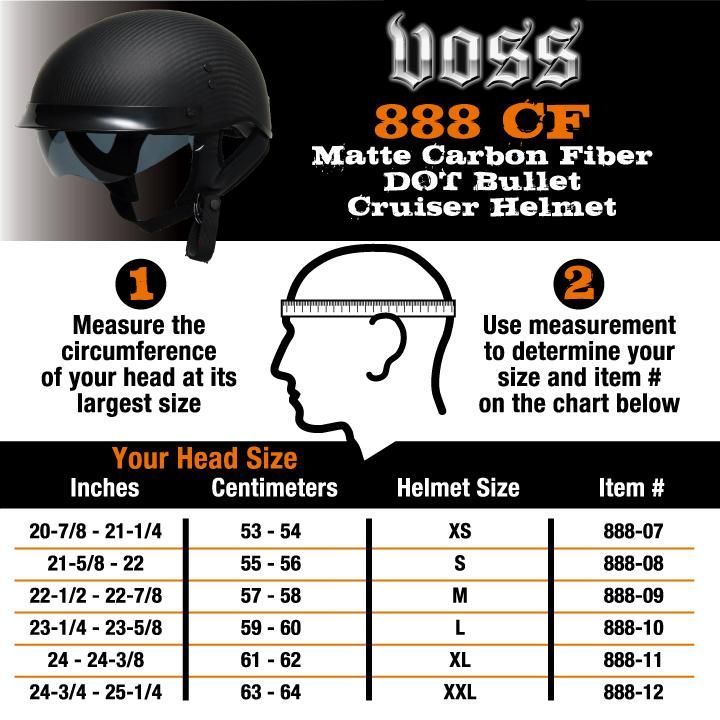 Voss 888 CF Helmet Size Chart