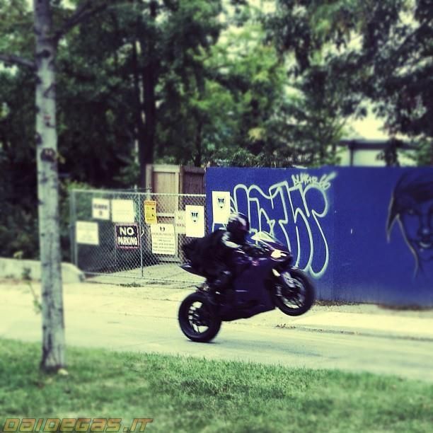 Hit-Girl and Purple Ducati wheelie on set for Kick-Ass 2 filming