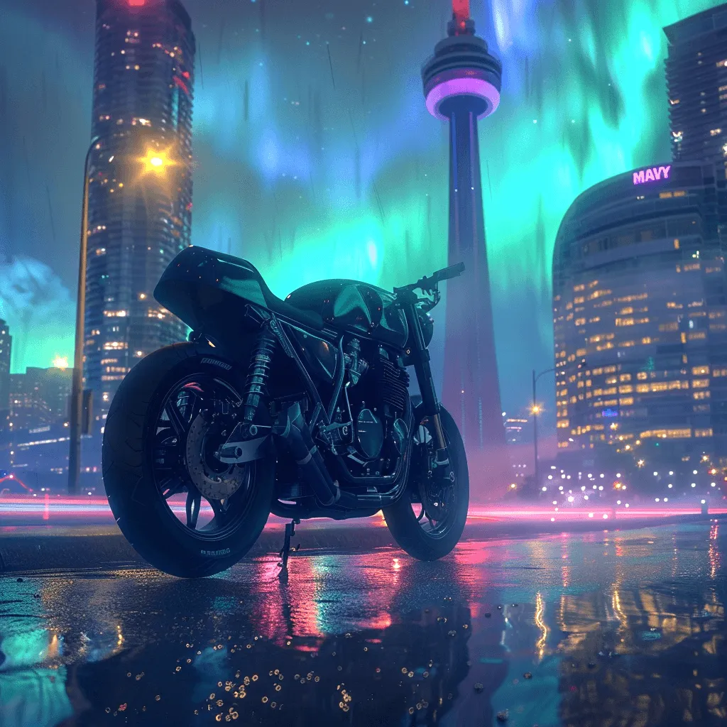 Aurora Borealis as imagined by Midjourney in downtown Toronto Canada