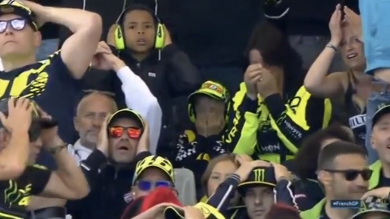 Rossi's fans were gutted by his crashing out on the final lap after giving up the lead