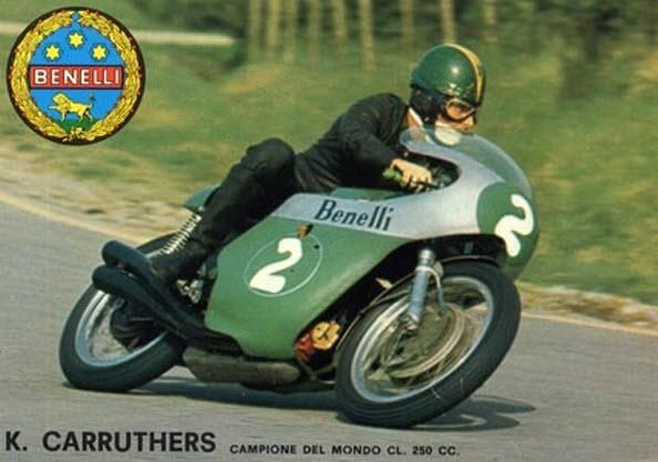 World Champion Kelvin Carruthers on a Benelli Motorcycle