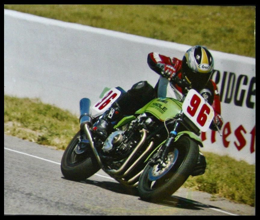 Peter Derry sets lap record on Hindle's Kawasaki KZ 1000 Superbike at Mosport Raceway