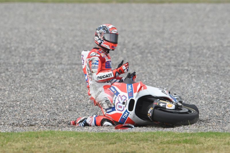 Andrea Dovizioso was understandably upset to yet again be knocked out of a premier class race by another rider for what now must feel like the millionth time for him
