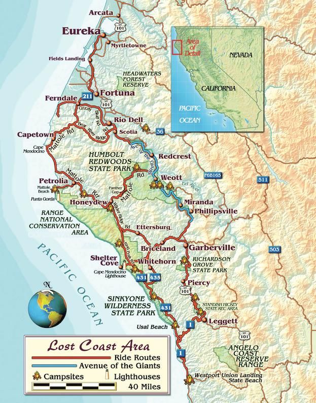 Lost Coast Area Map, CA