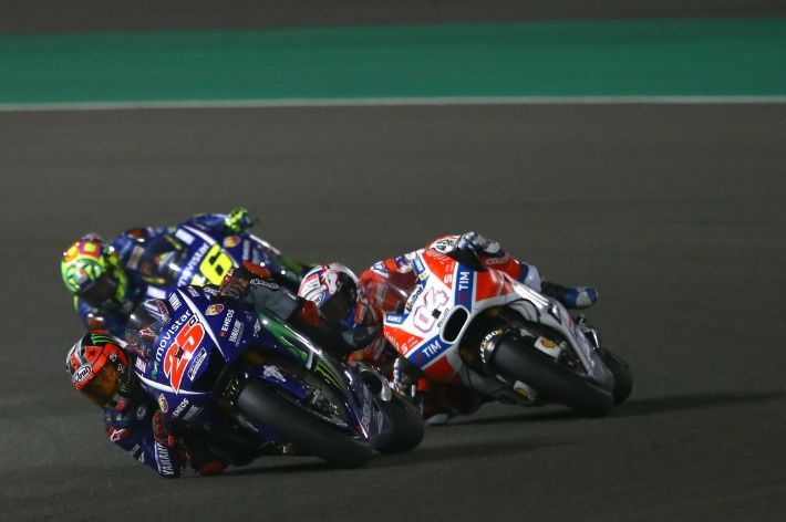 Vinales, Dovizioso and Rossi made up the front three for much of the race