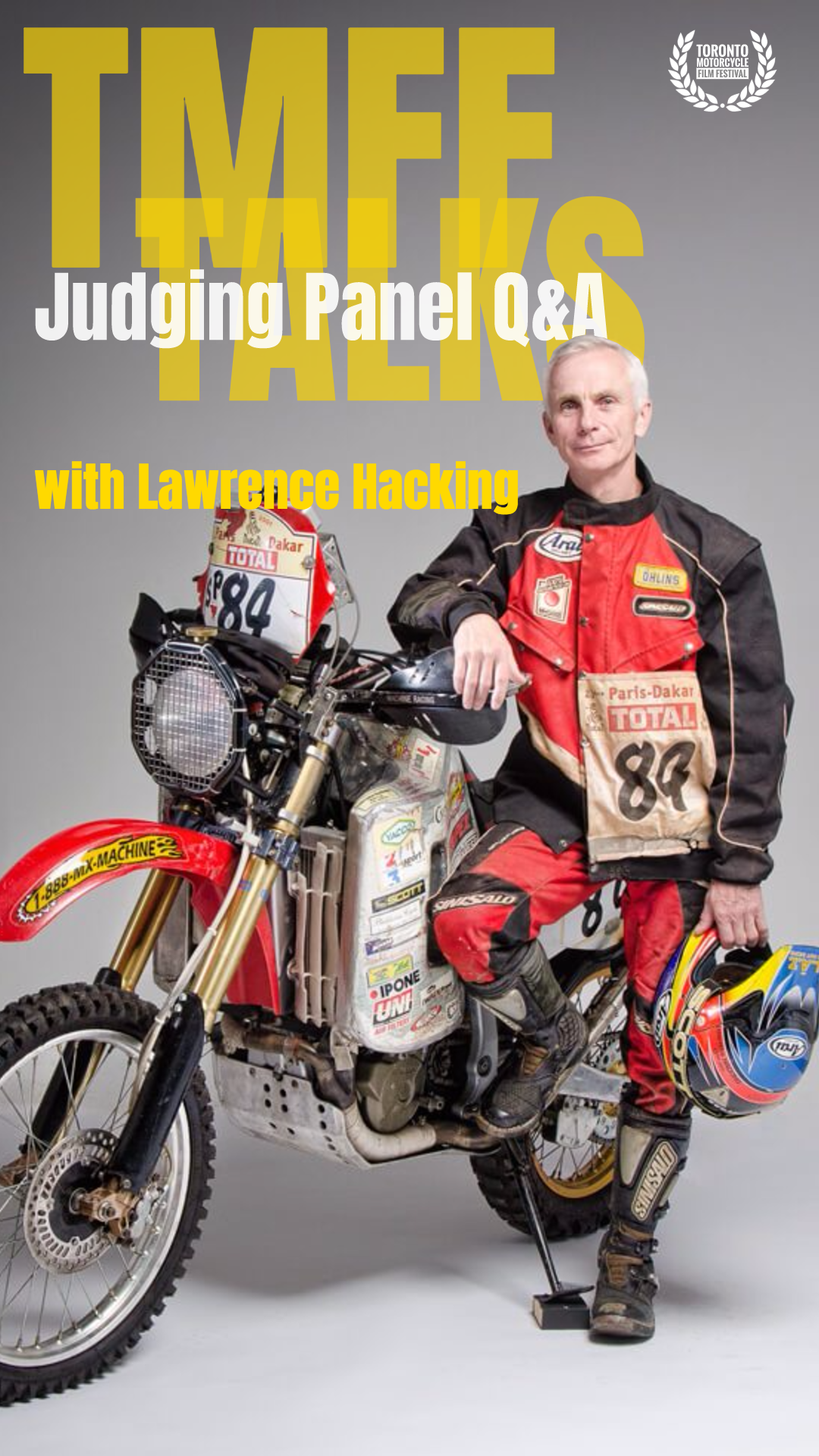 Lawrence Hacking with his 2001 Dakar Rally Bike