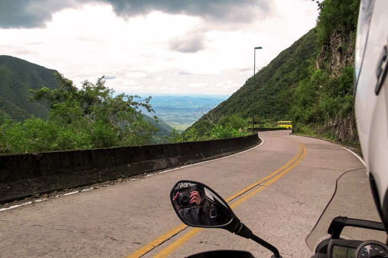 Motorcycle riding down Serra do Rio do Rastro