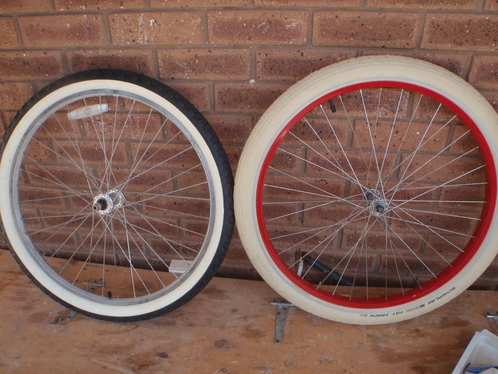 1948 Whizzer Replica Build - Wheels before and after