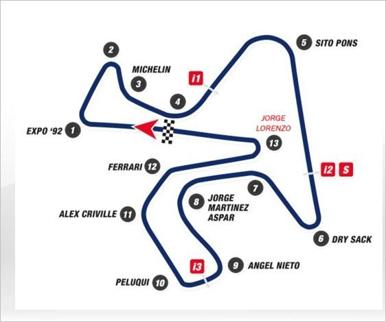 A turn by turn map of Jerez