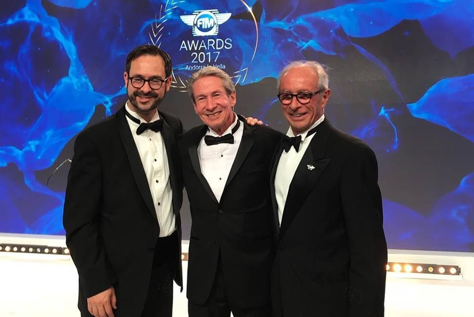 Ralph Hudson pictured with FIM President Vito Ippolito and CEO Stephane Desprez. Photo: Top 1 Synthetic Oil