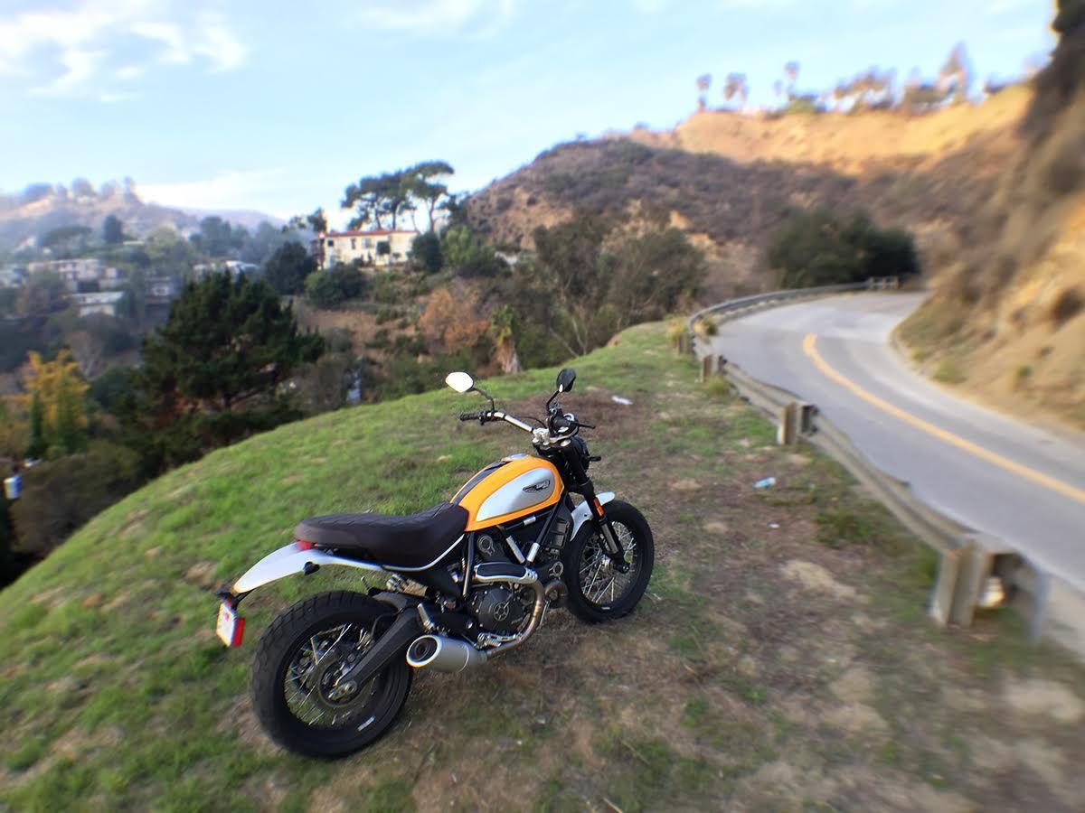 The hills of Los Angeles are full of twisty asphalt gems. Finding oneself on an empty mountain road only minutes from a massively crowded city is very enjoyable aboard the Scrambler.