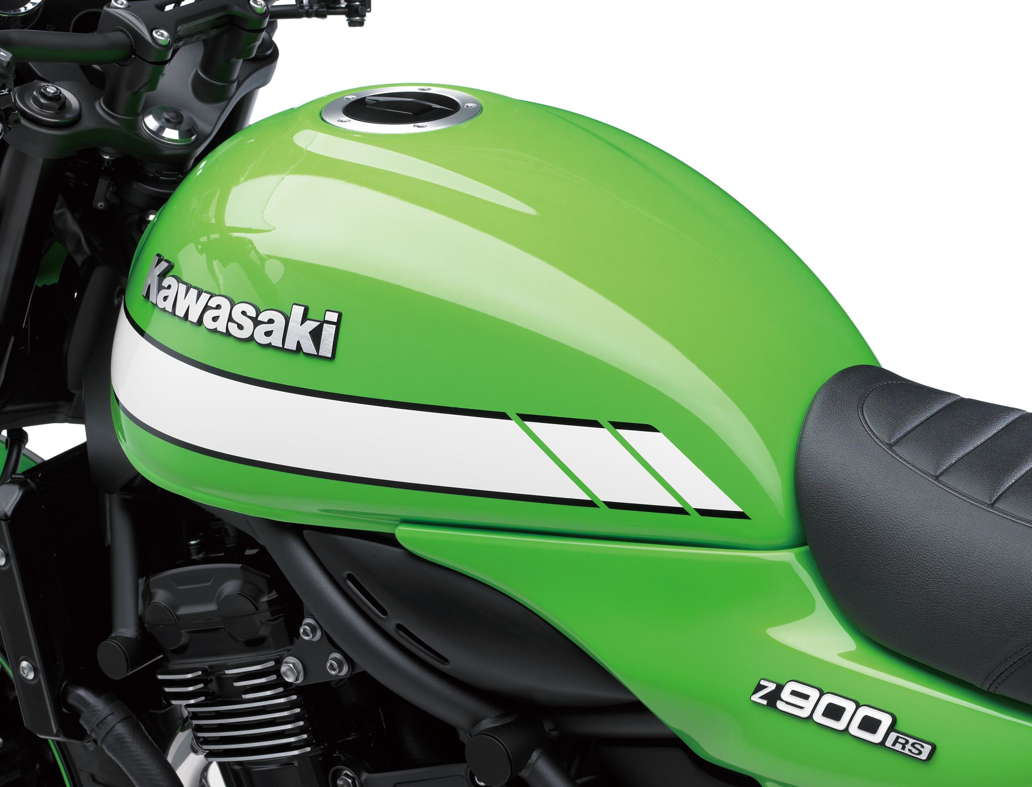 The classy tear drop fuel tank detailed and sexy for the new Z900RS from Kawasaki