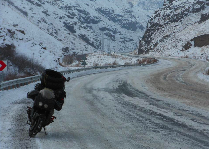 Moin Khan rode his Honda CBR600 sportbike into Turkey's mountains in December en route to Iran 