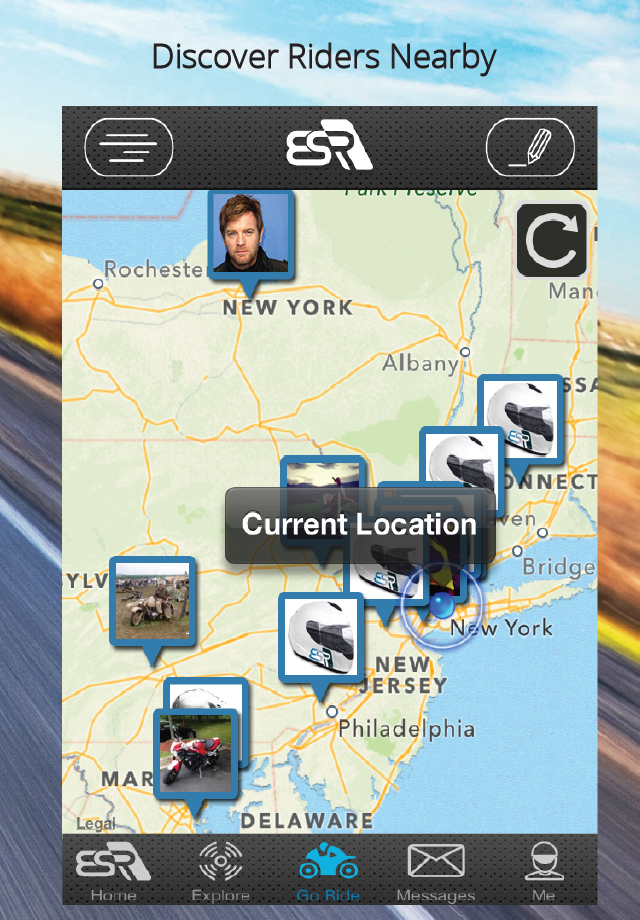 Riders Nearby ESR App Screenshot 2.0