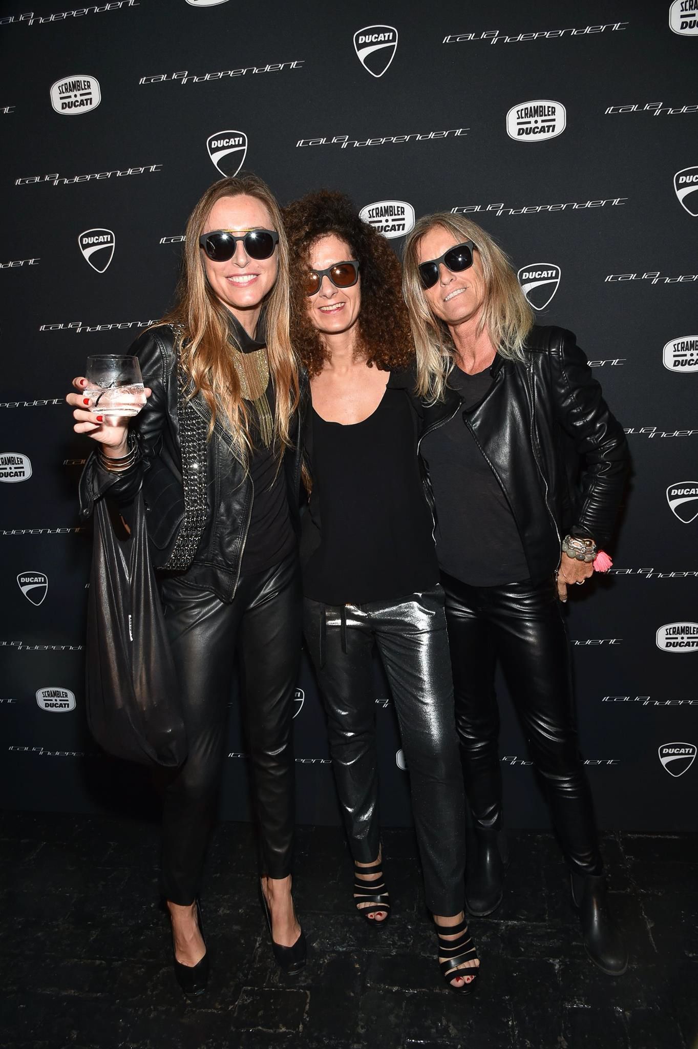Ladies in leathers at the Ducati Scrambler Italia Independent launch in Miami, Monday December 7th, 2015