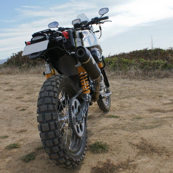 Carducci S3 Harley Dual Sport at Pigeon Point, back angle