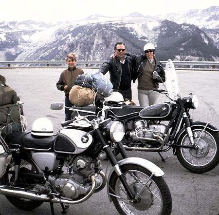 Robert Pirsig and his BMW, conceived the novel on a ride with two friends and his 11-year-old son Chris