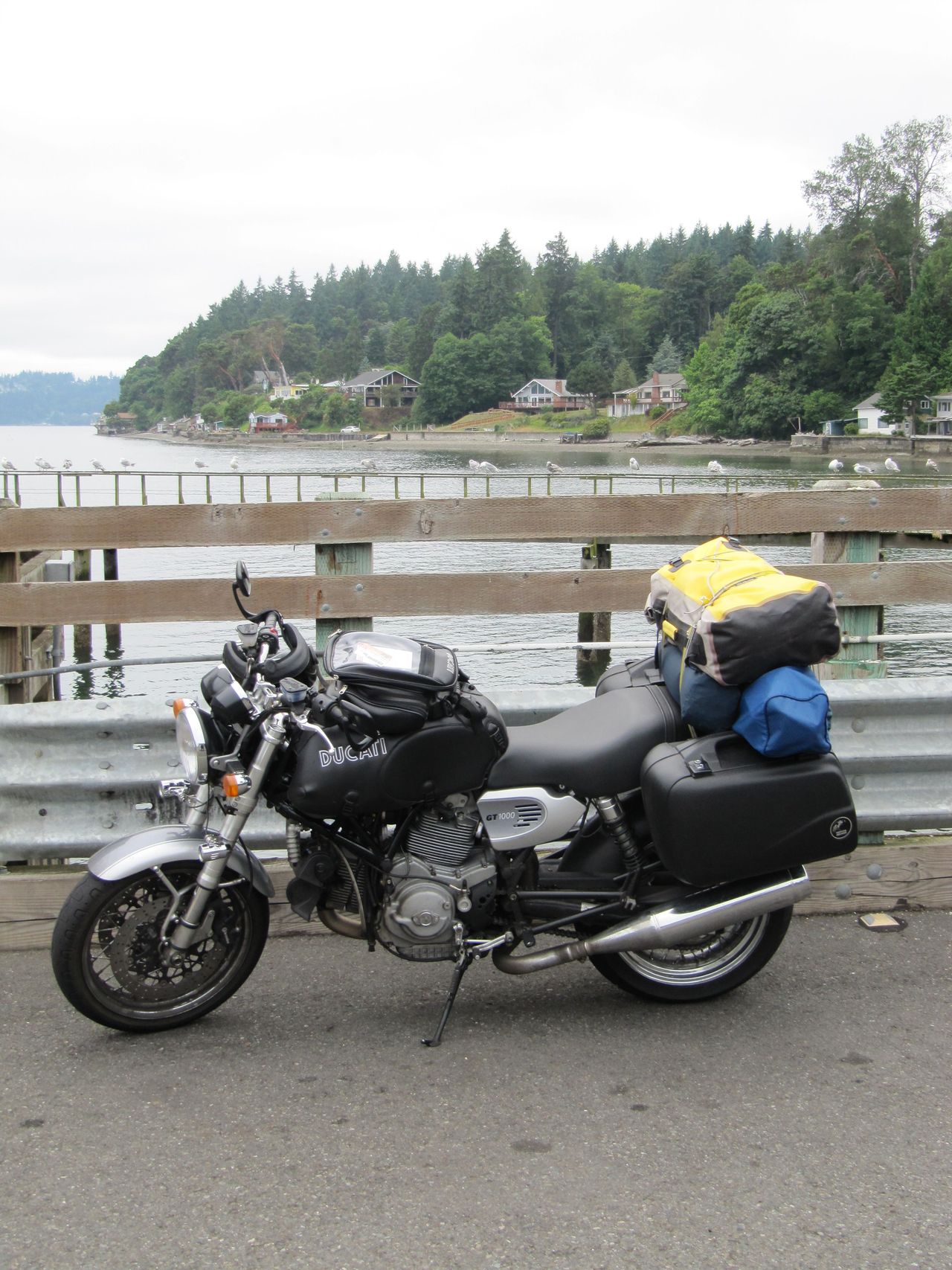 Waiting for the ferry at the start of a 3,000-mile tour