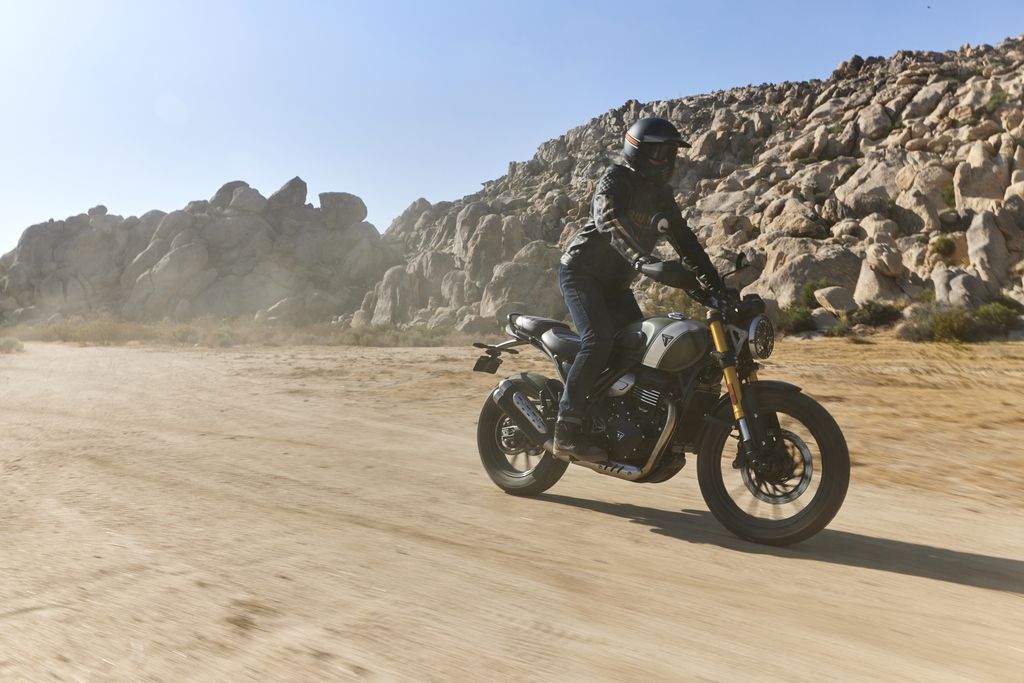 The Scrambler 400 X is comfortable in the dirt. Triumph photo
