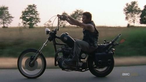 Daryl Dixon looking cool riding The Walking Dead motorcycle