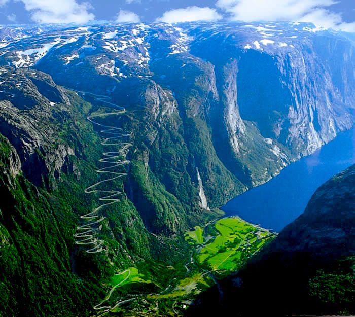 Lysebotnvegen aerial view, Norway