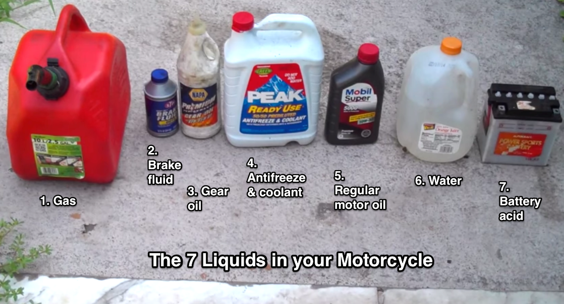 Here are the 7 liquids in your motorcycle