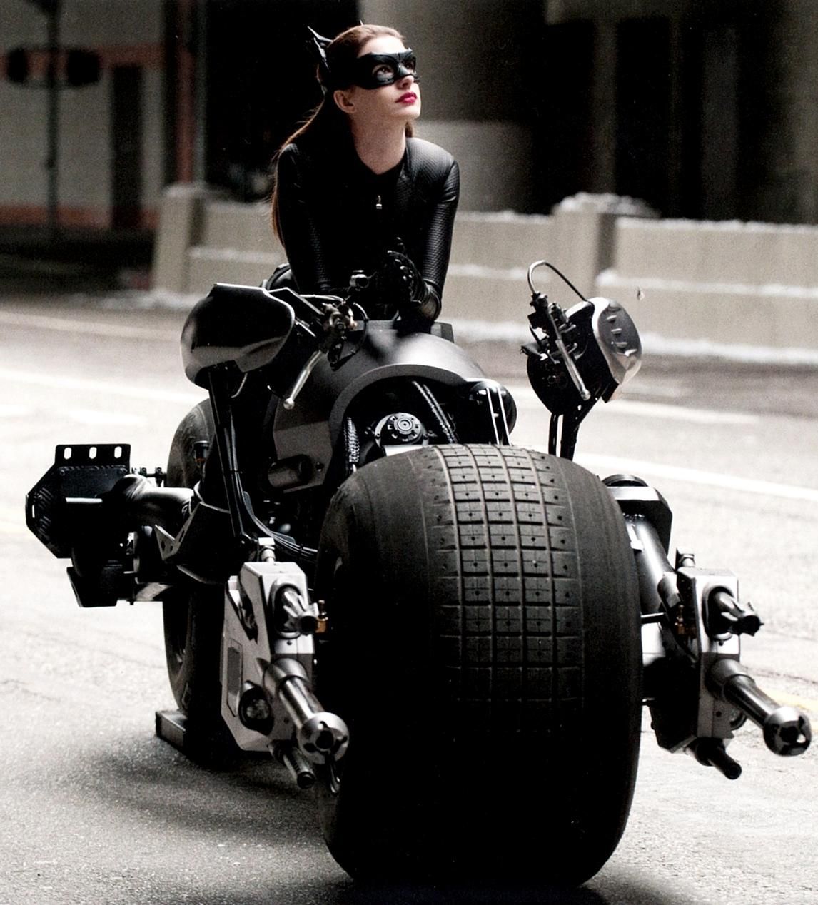 Cat Woman on Batman's motorcycle
