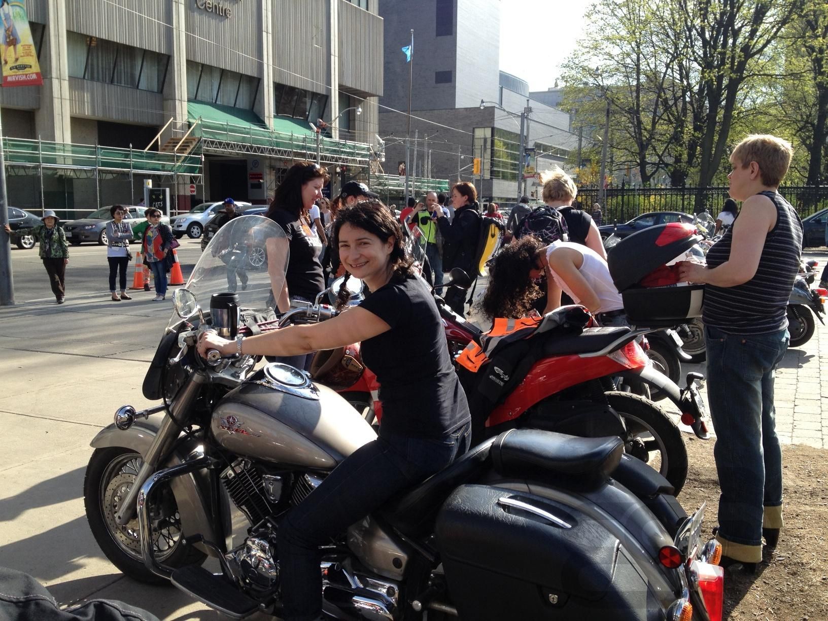 International Female Ride Day Toronto - Marina trying on the V Star