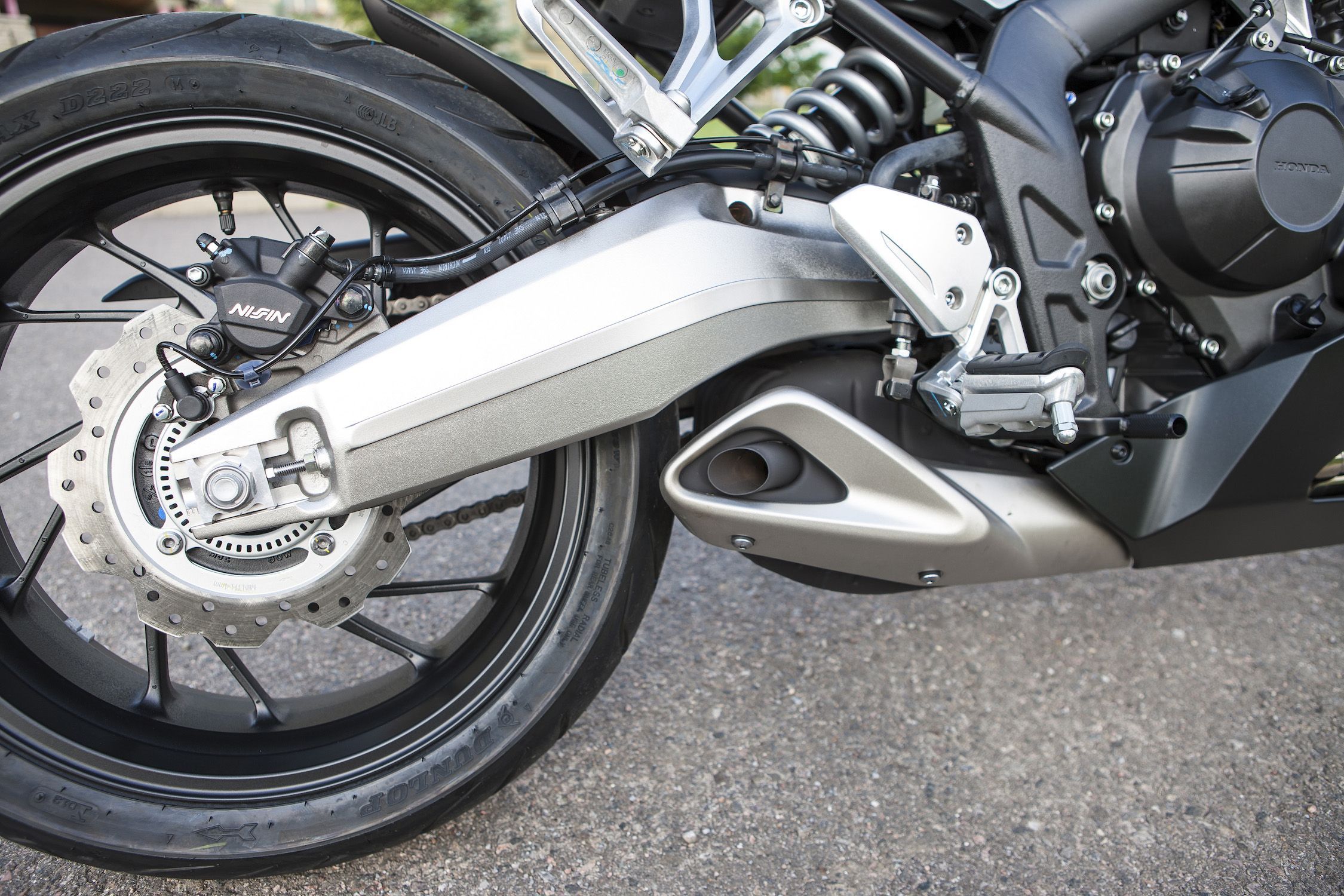 Underbelly exhaust helps keep the weight low - CBR650F