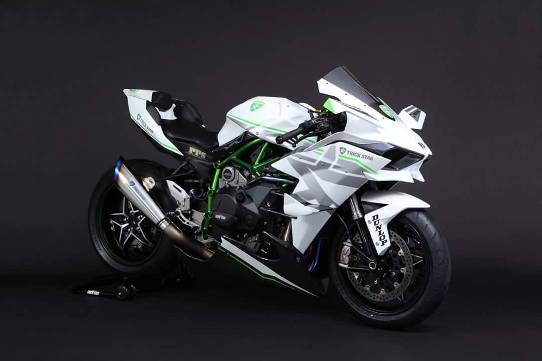 The Ninja H2R, looks pretty great in white though it quickly becomes a blur when the throttle opens