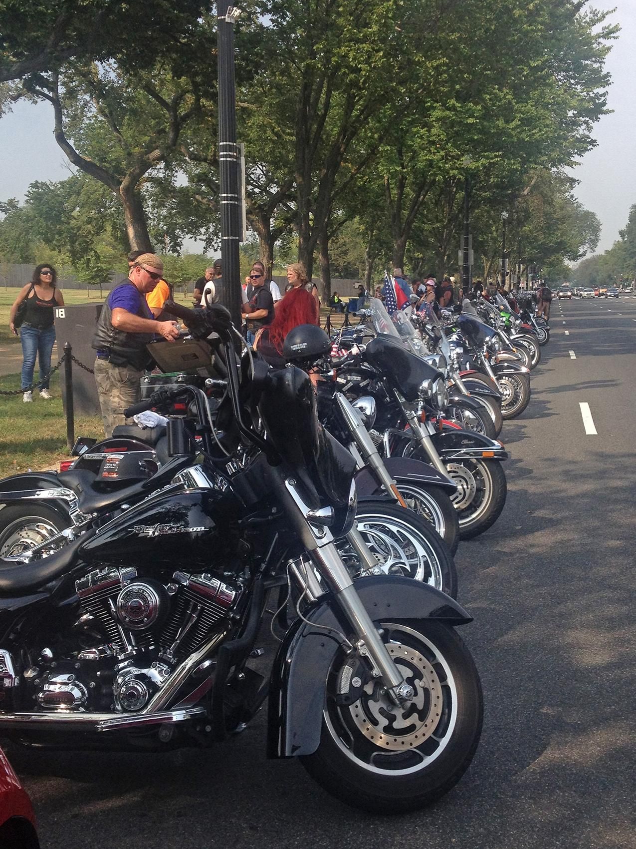 Bikers parked on Constitution Avenue