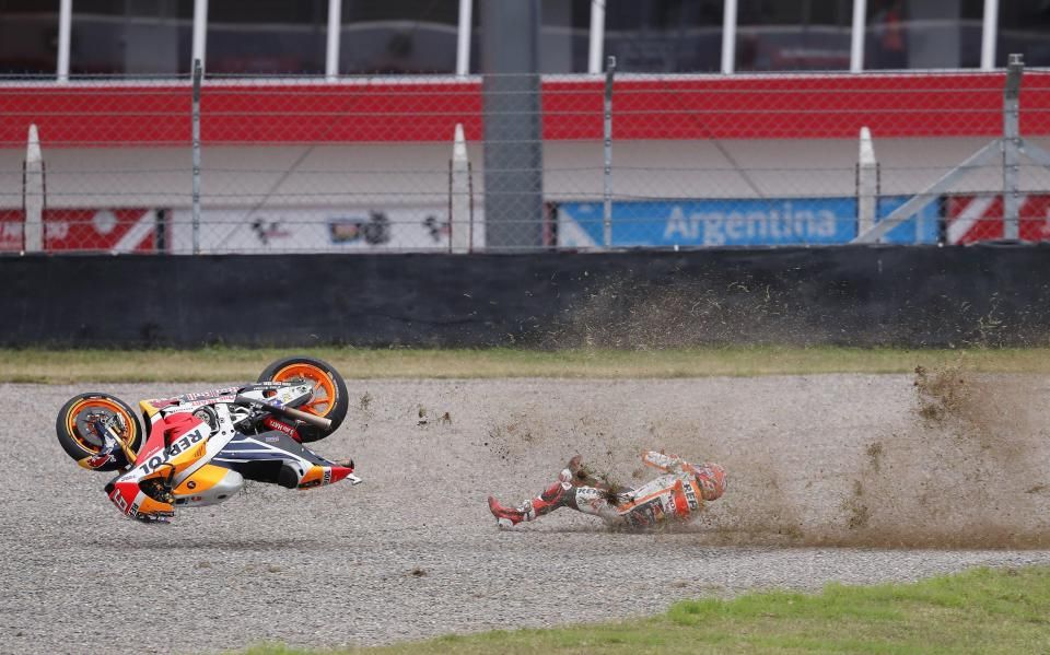 Marc Marquez crashed on turn two well into third gear