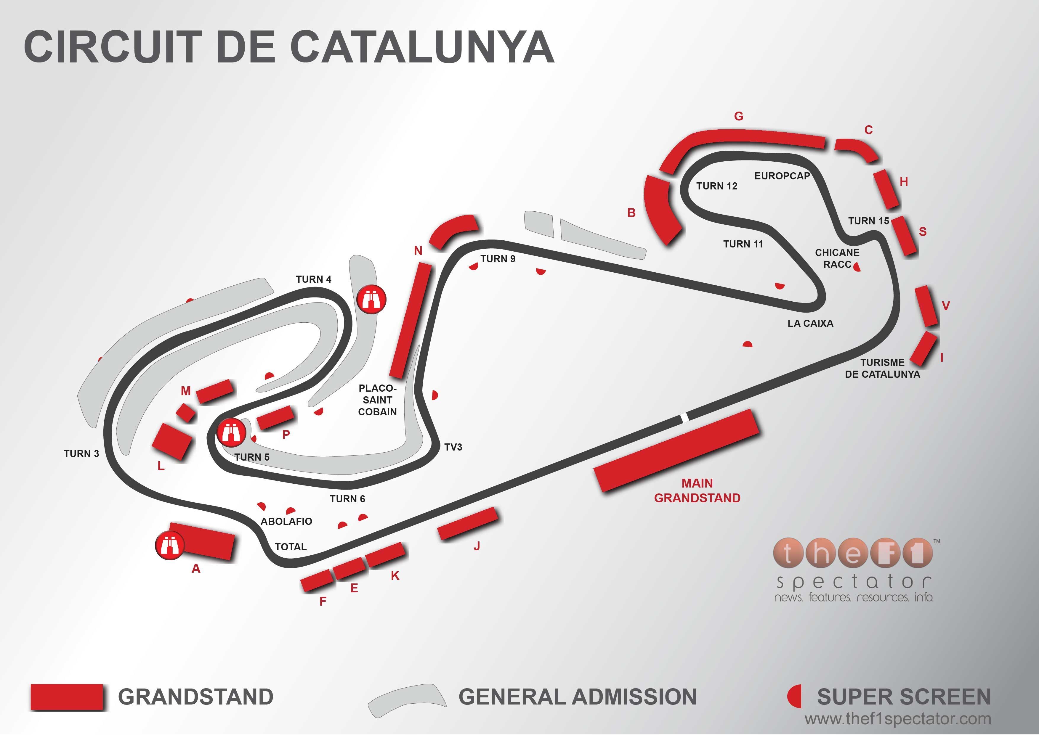 A turn by turn map of the Catalunya Circuit