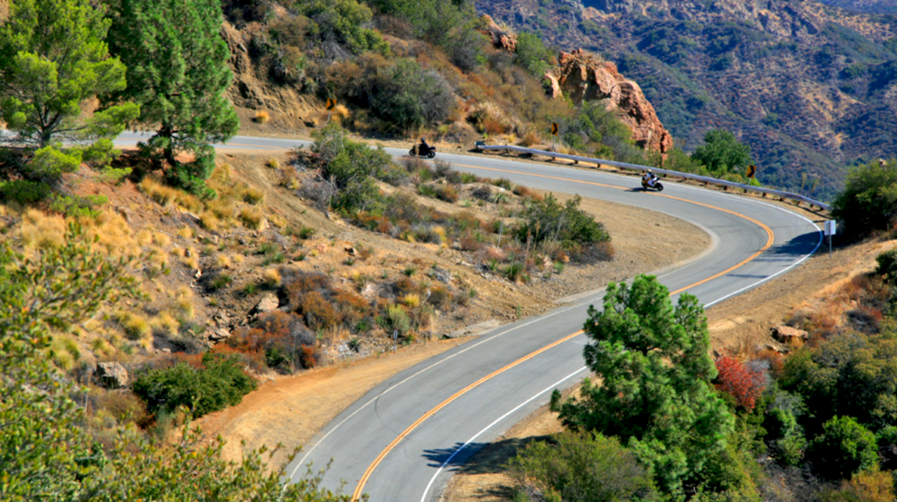 Motorcycle Riding Mulholland Highway, Malibu