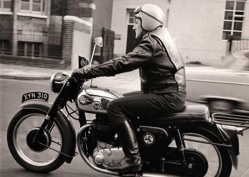 Father Bill on his BSA