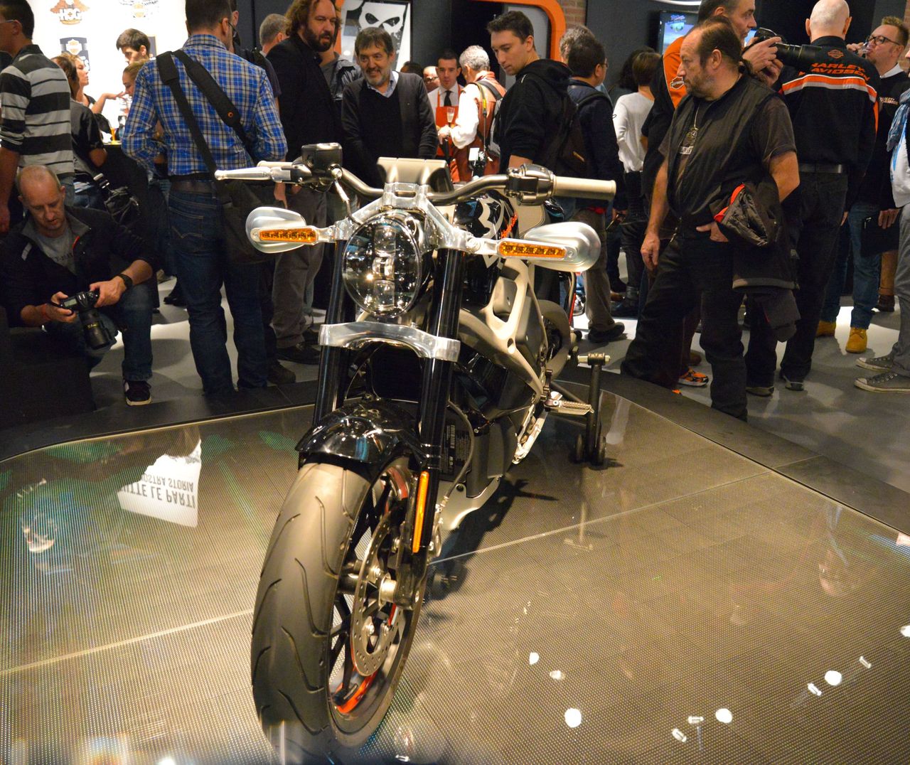 Harley Davidson's Project LiveWire front end and headlight, unveiled today at EICMA in Milan