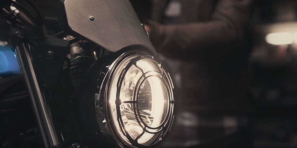 The SV Scrambler's protective headlight cover. (cosmetic only)