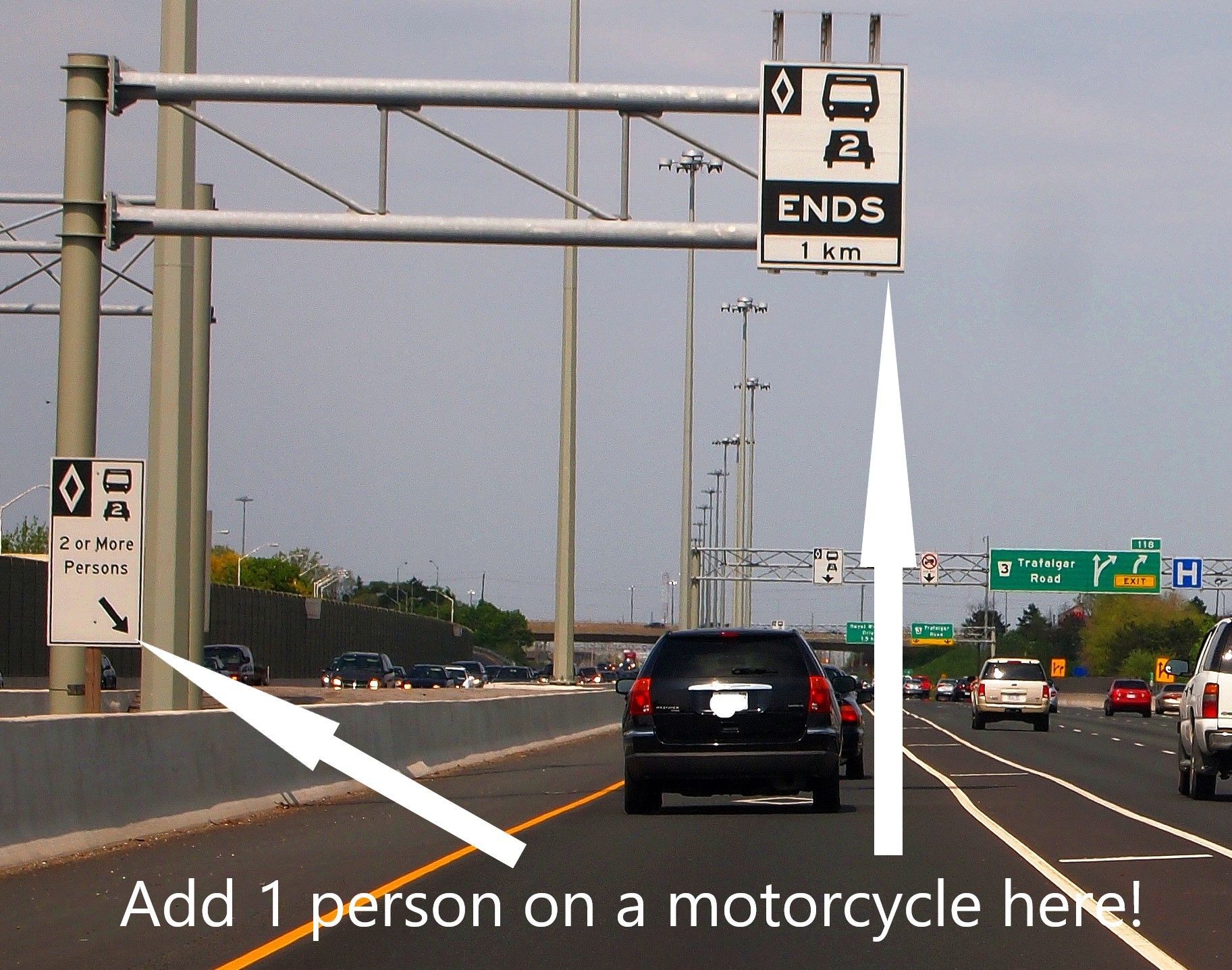 As of June 14, 2019, HOV lanes in Ontario are now legal for single passenger motorcycle riders to use!