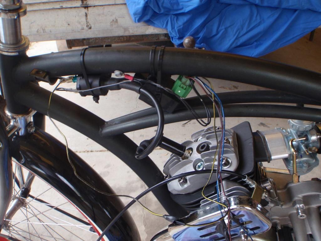 1948 Whizzer Replica Build - fitting the wiring to the bike