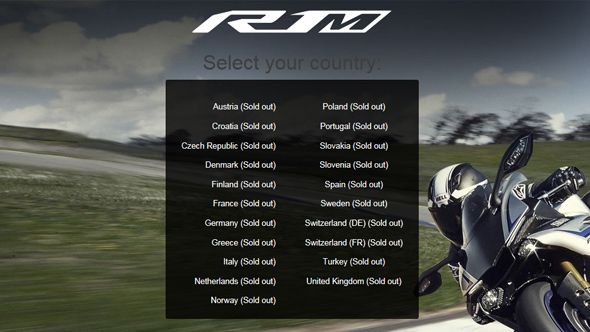 Yamaha's 2015 R1M European availability page as of yesterday