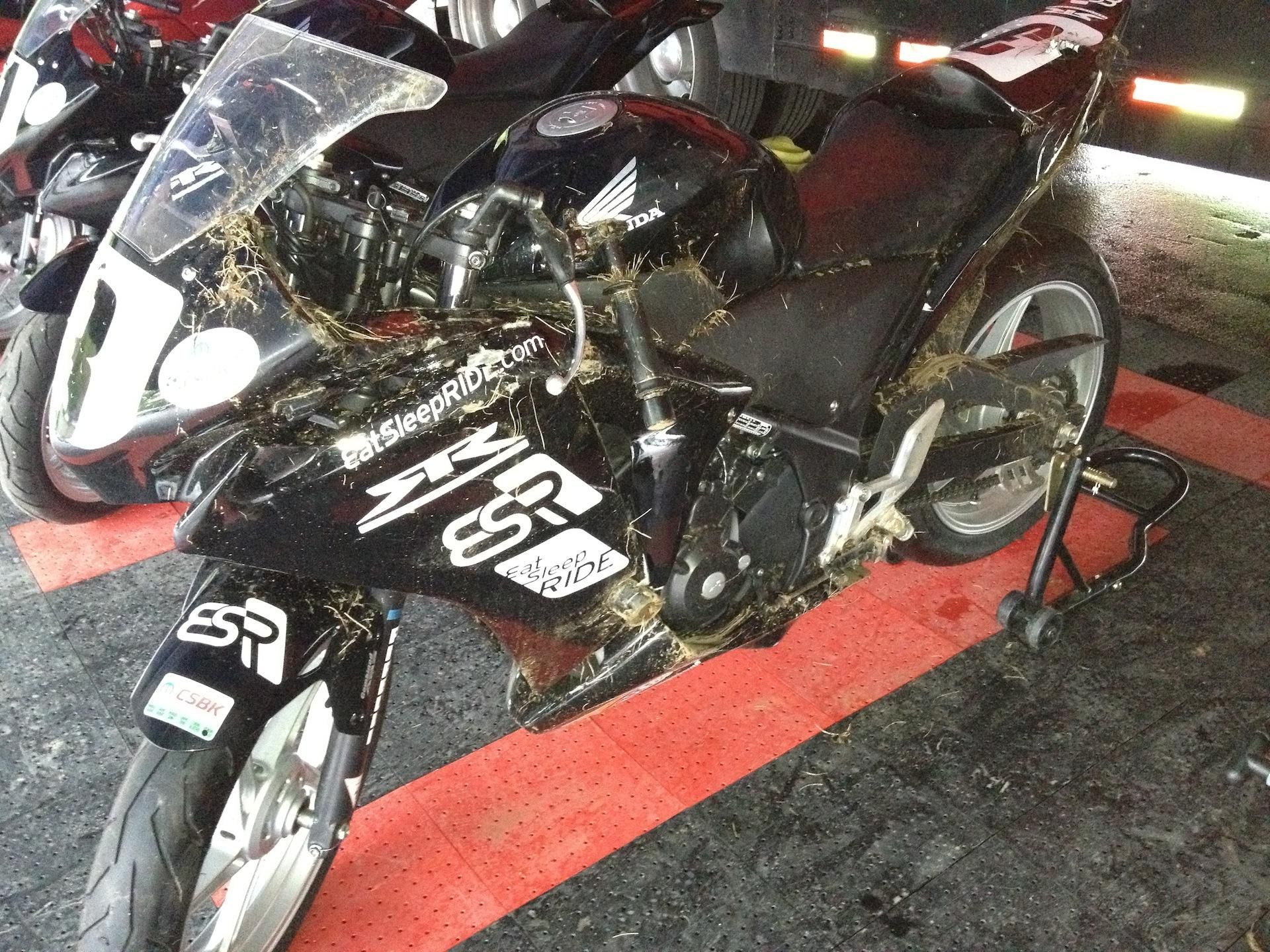 My CBR250 after lowside at turn 15 - Mont Tremblant