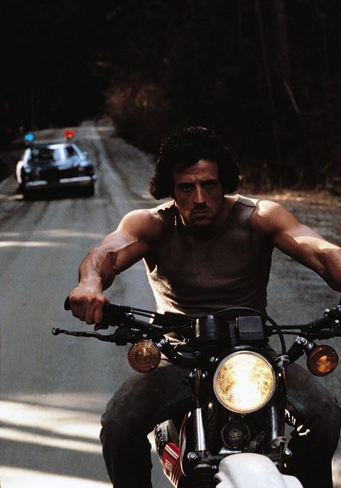Sylvester Stallone on his Yamaha 250 in Rambo First Blood
