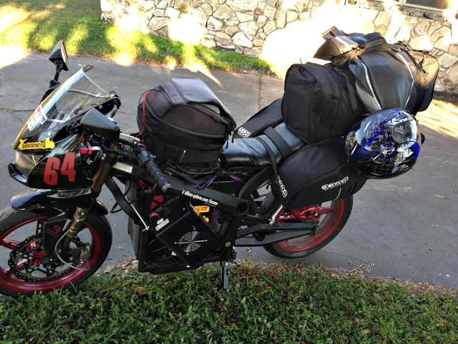  Terry Hershner's all-ecetric Zero S packed for a 3,500 mile road trip