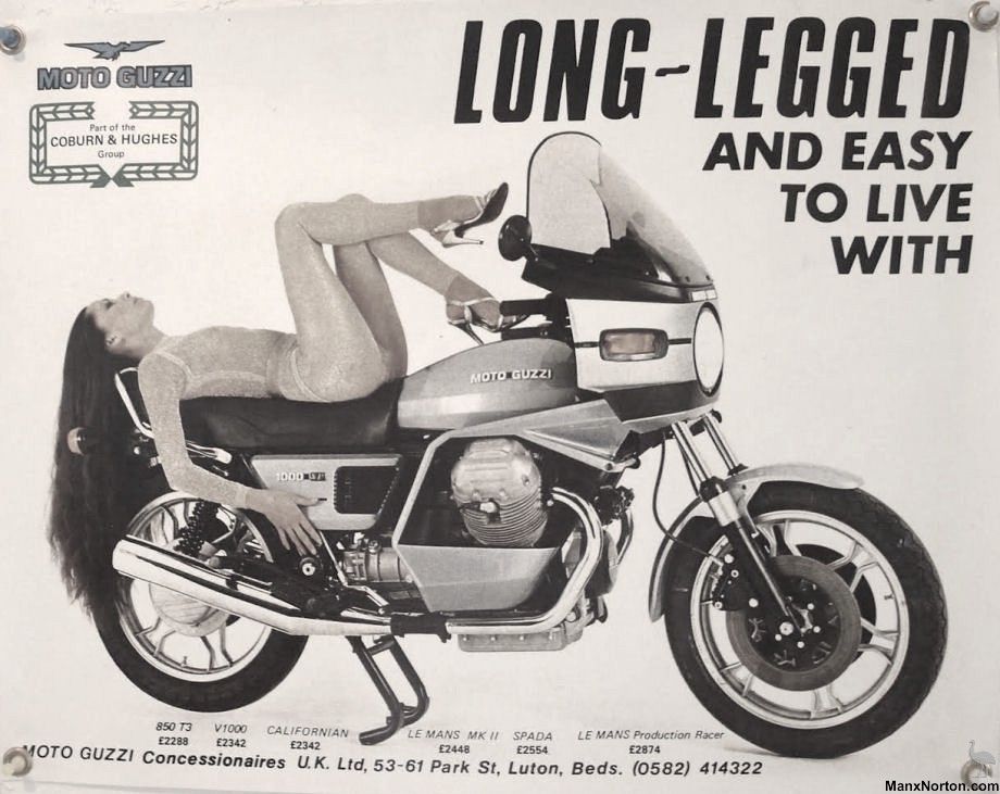 Moto Guzzi Long-Legged and Easy to Live With is vintage motorcycle advert circa 1960s