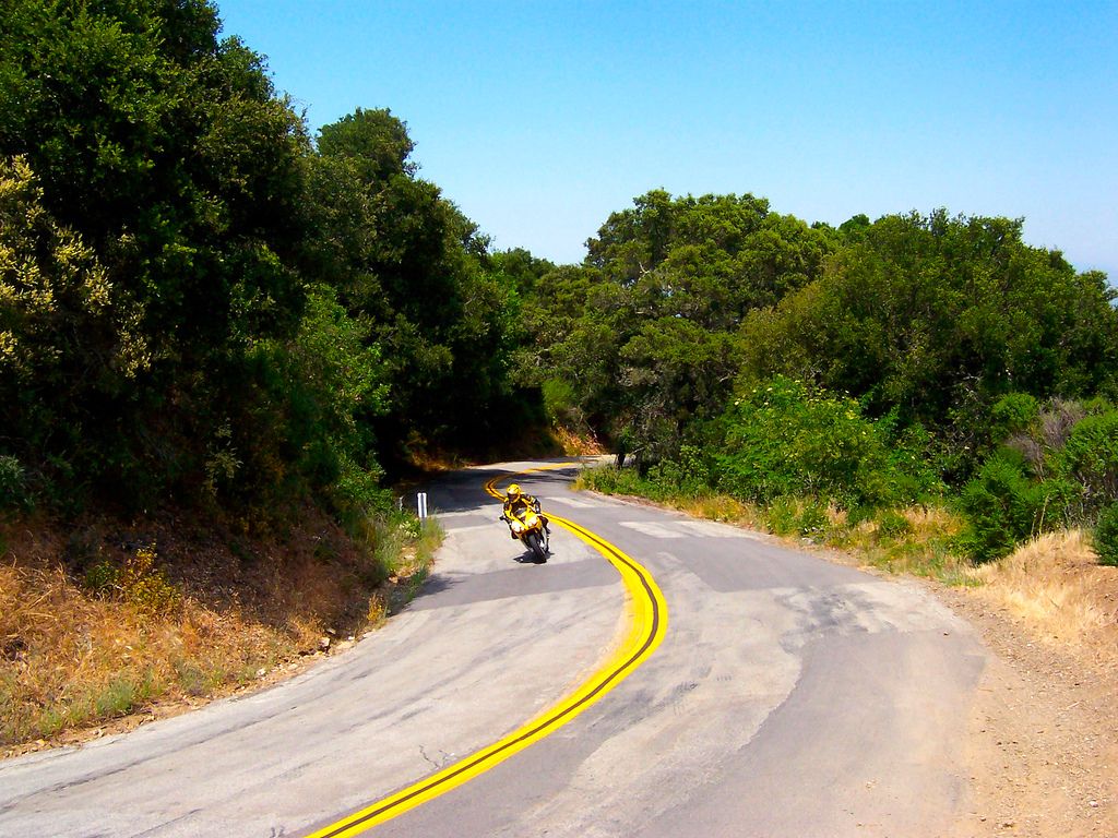 Motorcycle riding along the twisty California Route 84