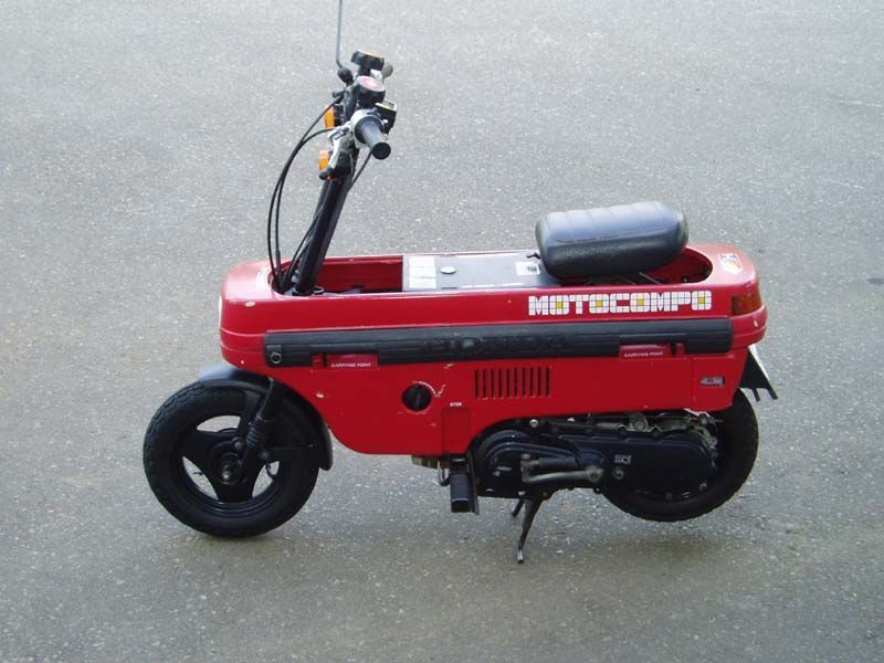 Honda Motocompo mini motorcycle unfolded and ready for action