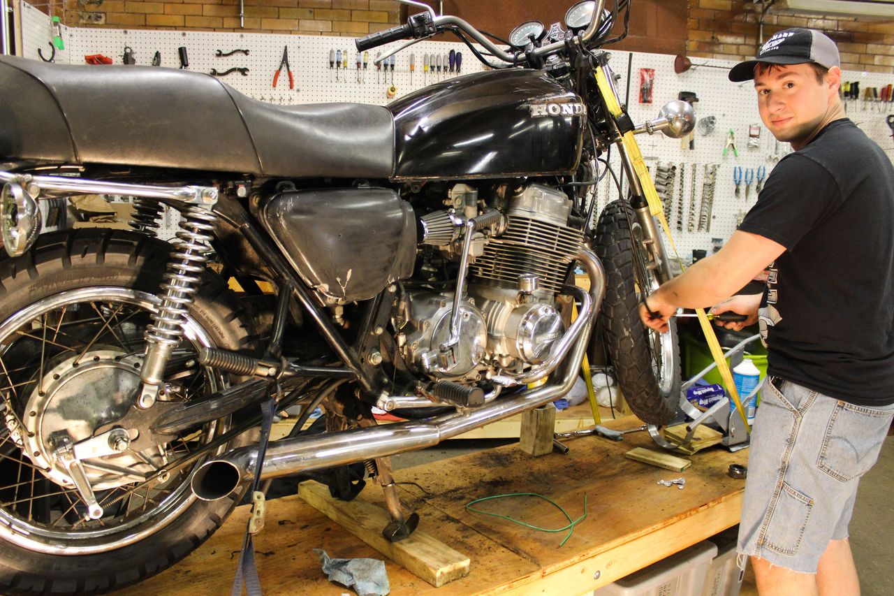 All the tools and help for a gearhead and tinkerer's dream motorcycle garage